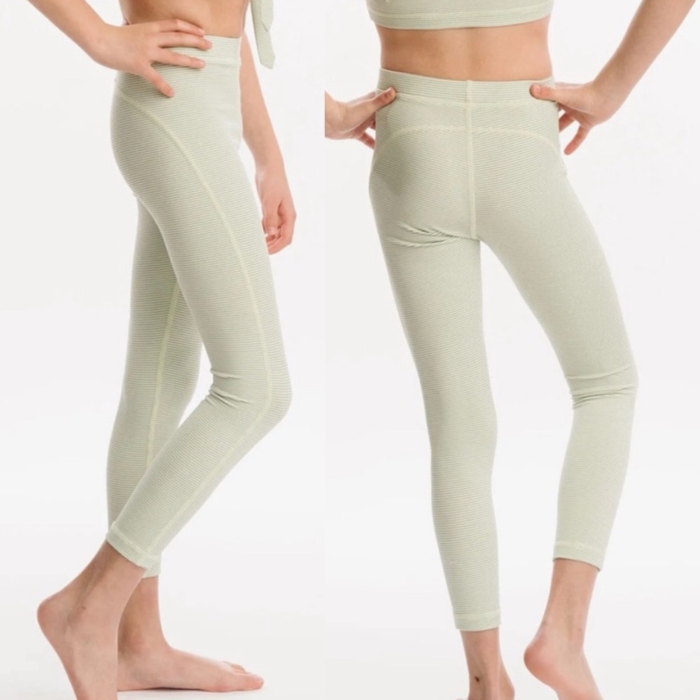 Zyia Active Spearmint Striped Leggings Girls Size 10-11